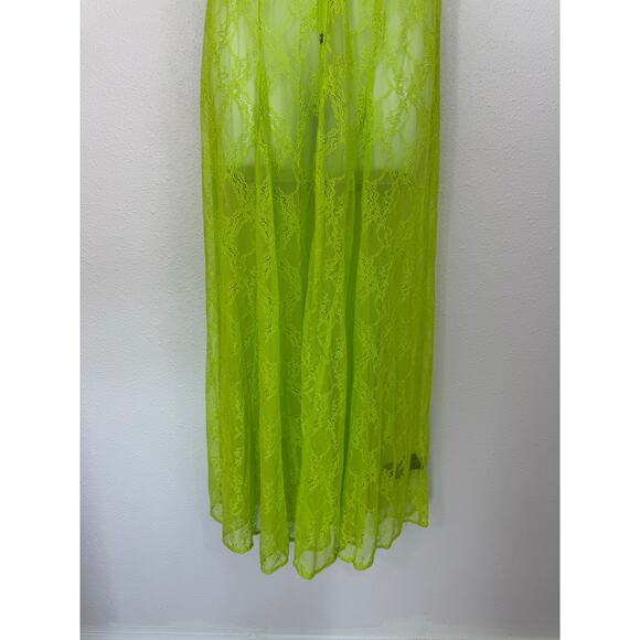 Urban Outfitters Neon Lace Sheer Maxi Shirt Dress - Size Small - NWT - Picture 5 of 8
